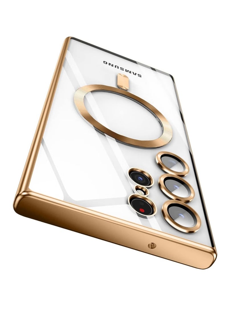 TIGER Case Compatible with Samsung Galaxy S25 Ultra (6.8") | Clear Magnetic Case with Wireless Charging Support – Camera Protection & Soft TPU Cover – Shockproof, Scratch-Resistant, Anti-Yellowing Slim Case for Galaxy S25 Ultra Gold - Image 1