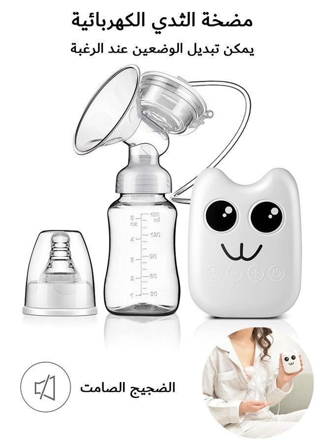 MISS BABY Electric Breast Pump, 2 Modes 4 Gears Milk Saver, with USB Charging Cord (White) - Image 1