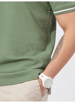 Maniac Mens Solid Polo Neck Half Sleeve Leaf Green Cotton Slim Fit T-Shirt  - Image 5