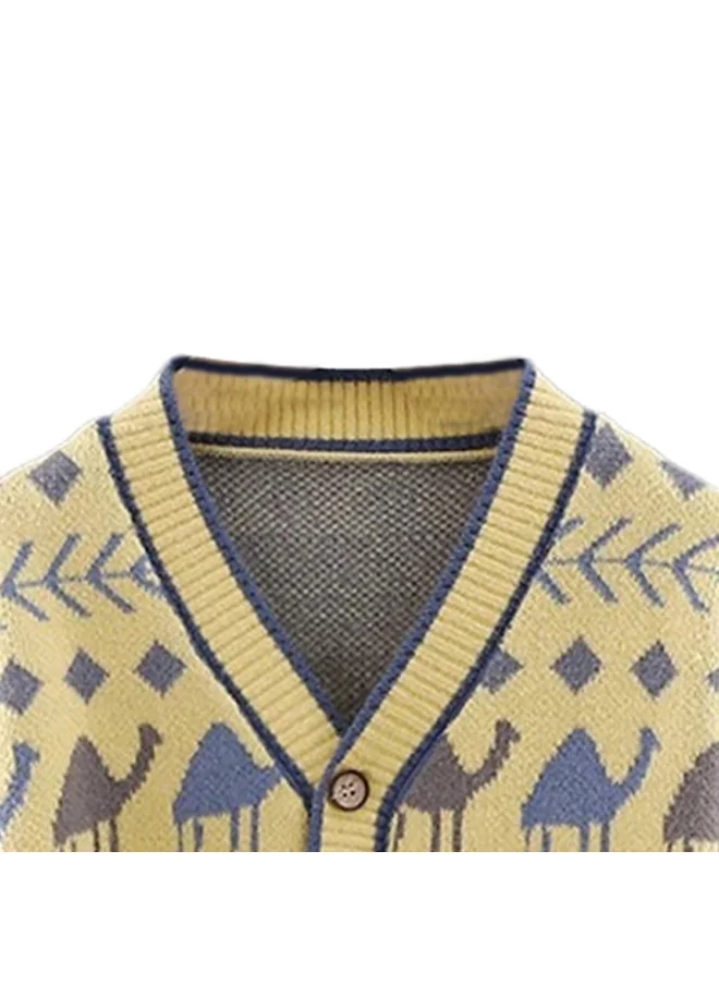 صندوق المفاجآت الصغيرة Kids Yellow Camel Troop, Cardigan V neck Sweater