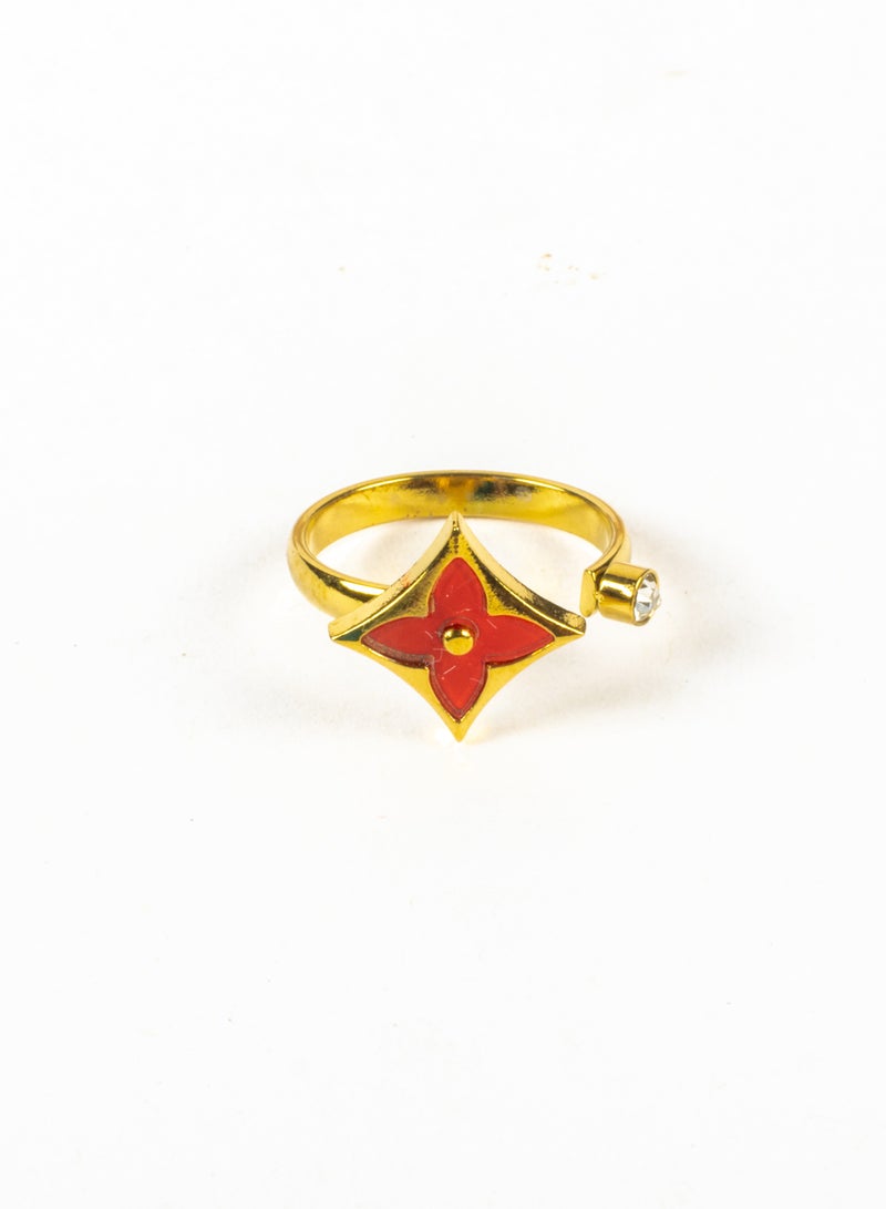 The Black Pearl Accessories Stainless Steel Free Size Red Ring  - Image 1