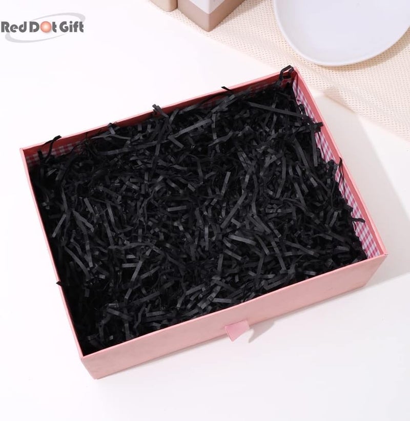REDDOTGIFT® 50 غرام حشوة ورق ممزق بقص مجعد صديقة للبيئة مع قصاصات ورق لتغليف الهدايا وحشو السلال (أسود، 50 غرام) - Image 4