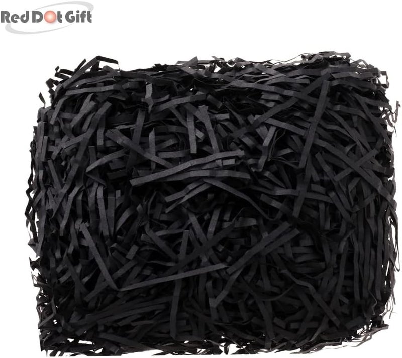 REDDOTGIFT® 50 غرام حشوة ورق ممزق بقص مجعد صديقة للبيئة مع قصاصات ورق لتغليف الهدايا وحشو السلال (أسود، 50 غرام) - Image 2