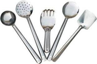 BEKNER 5 Pcs Stainless Steel Cooking Utensils Set Kitchen Gadgets Utensil Set Includes Spatula, Ladle, Skimmer, Cooking Spoon for Daily use - Image 2