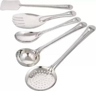BEKNER 5 Pcs Stainless Steel Cooking Utensils Set Kitchen Gadgets Utensil Set Includes Spatula, Ladle, Skimmer, Cooking Spoon for Daily use - Image 4