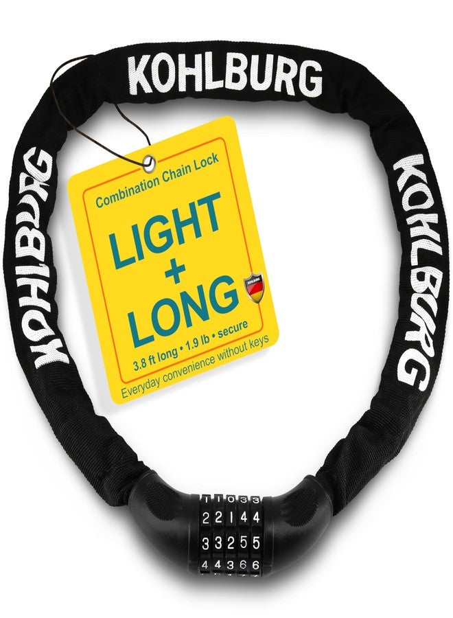 KOHLBURG Very long combination lock 115 cm long and 6 mm thick with number code - strong chain lock with combination - robust bicycle lock with combination for bicycle and e-bike - Image 1