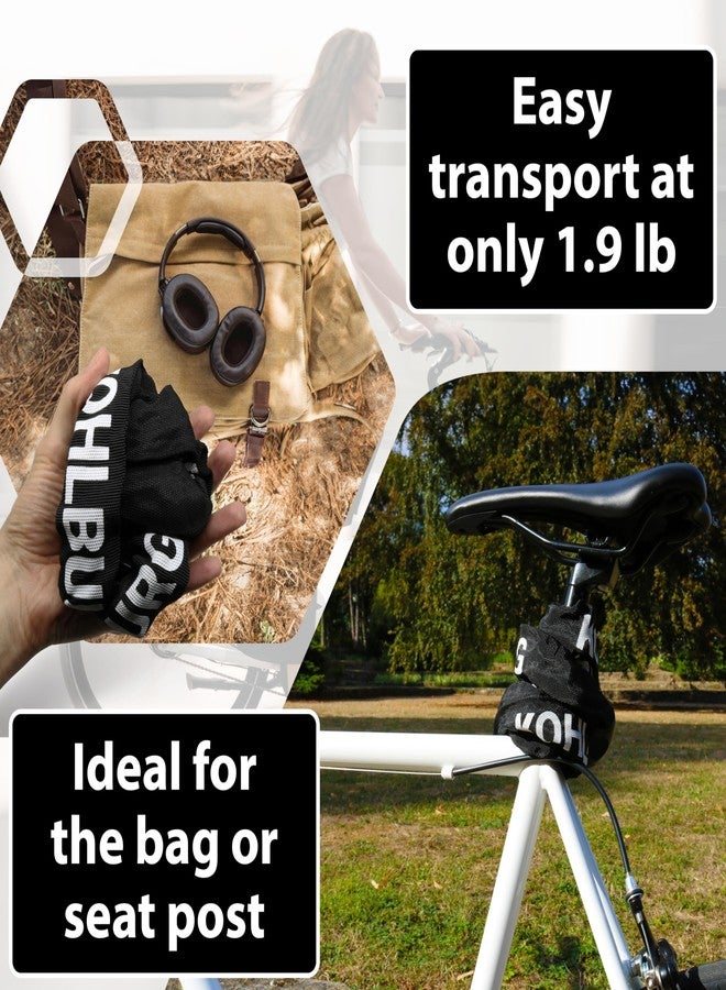 KOHLBURG Very long combination lock 115 cm long and 6 mm thick with number code - strong chain lock with combination - robust bicycle lock with combination for bicycle and e-bike - Image 5