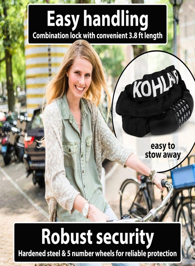 KOHLBURG Very long combination lock 115 cm long and 6 mm thick with number code - strong chain lock with combination - robust bicycle lock with combination for bicycle and e-bike - Image 2