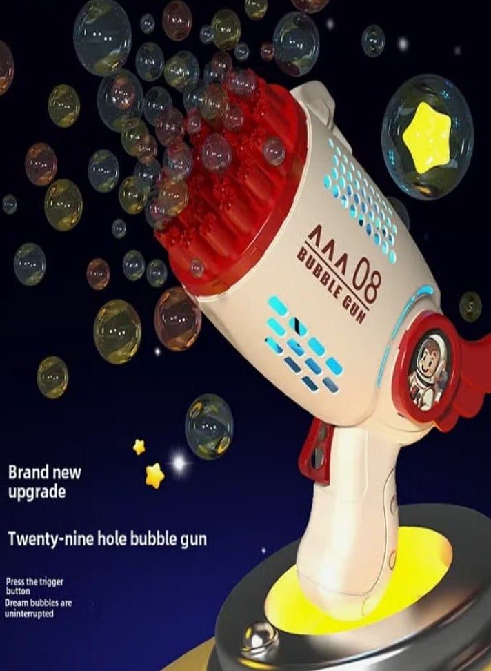 لعبة آلة الفقاعات الكهربائية الجديدة لرواد الفضاء المكونة من 29 فتحة للأطفال (أحمر)