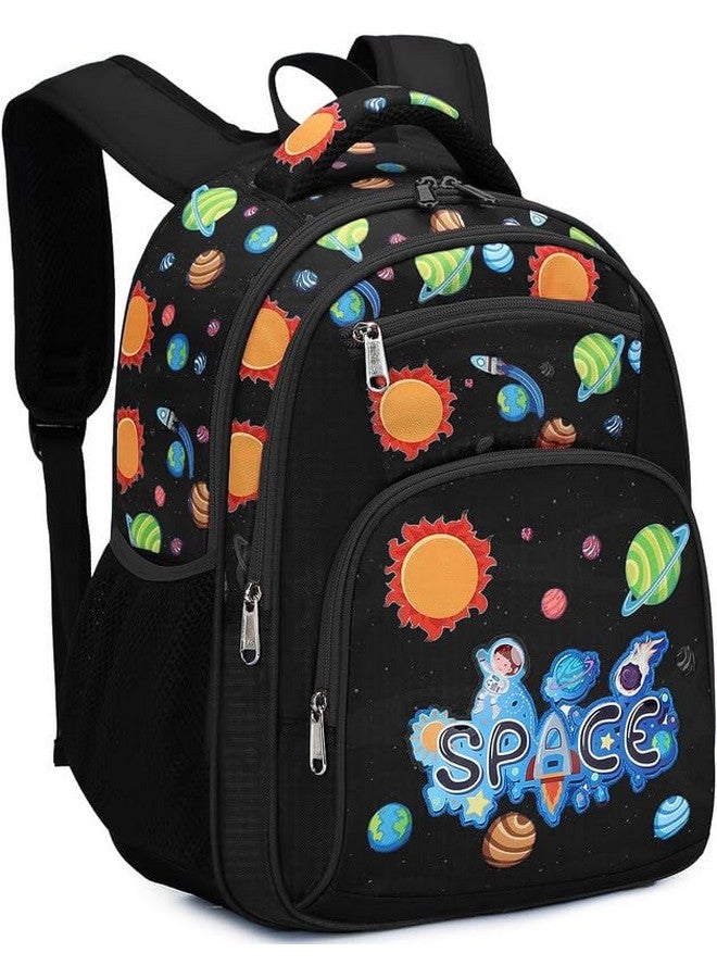 فرانتك حقيبة ظهر مدرسية من البوليستر المقاوم للماء بسعة 26 لترًا مع حقيبة أقلام/قرطاسية، حقيبة مدرسية للصفوف من 1 إلى 8، حقيبة نزهة للأولاد والبنات في المدرسة (Rr_4Zipper_Black_Space_24_B) - Image 3