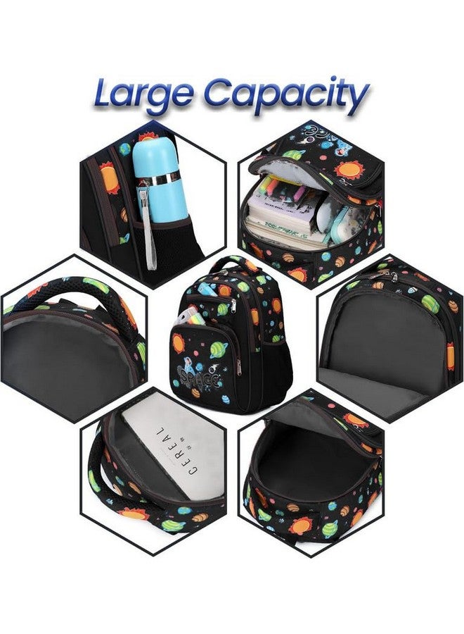 فرانتك حقيبة ظهر مدرسية من البوليستر المقاوم للماء بسعة 26 لترًا مع حقيبة أقلام/قرطاسية، حقيبة مدرسية للصفوف من 1 إلى 8، حقيبة نزهة للأولاد والبنات في المدرسة (Rr_4Zipper_Black_Space_24_B) - Image 5