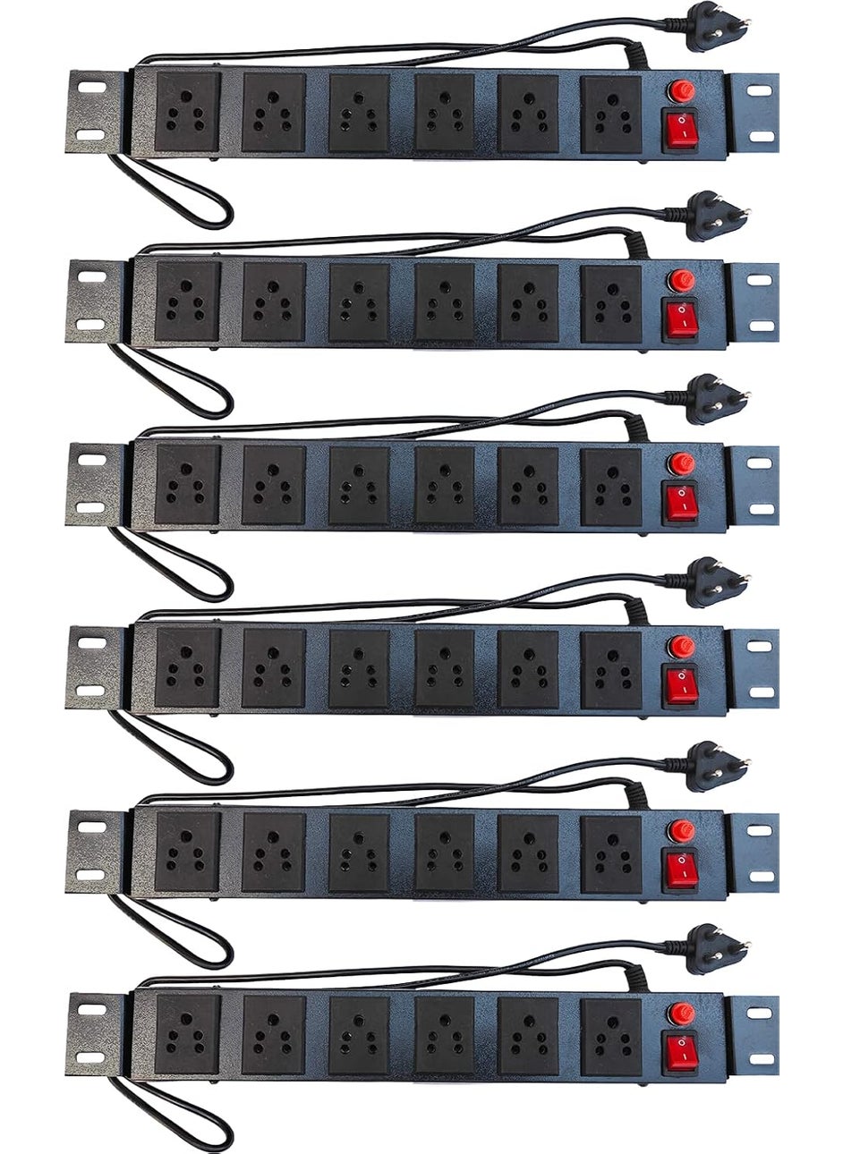 Generic Spike Guard Extension Cord with Surge Protector 61 Indian Sockets Fuse Protection Commercial Household Use 125m Power Cord Server Rack PDU 240V Pack of 6  - Image 1