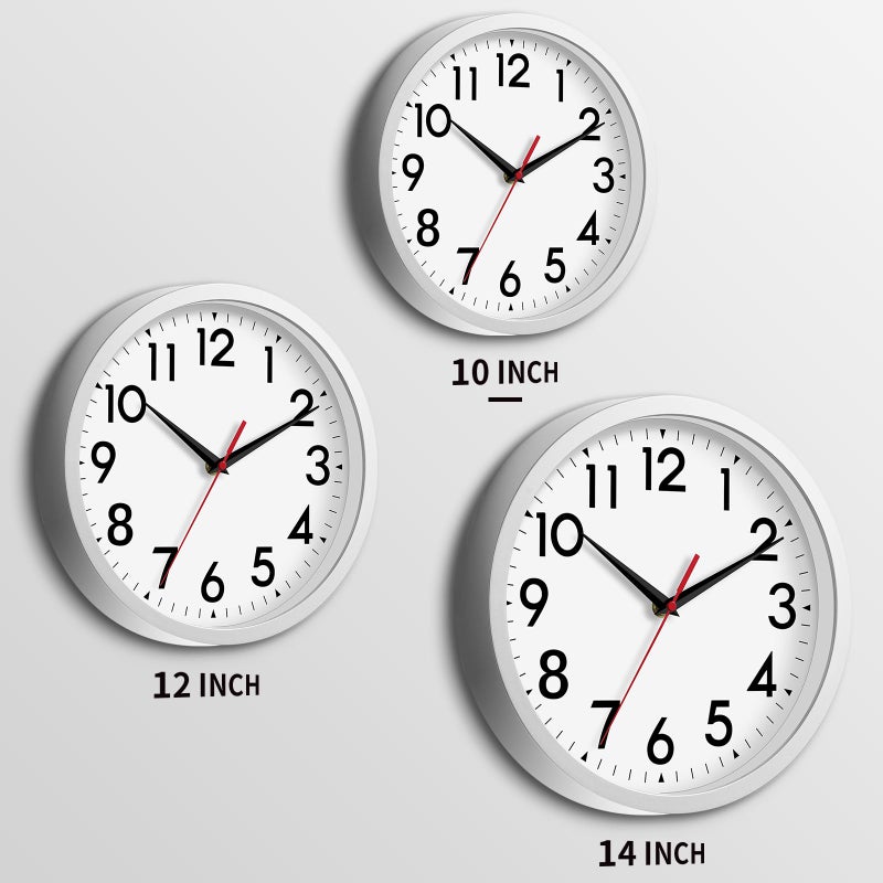 Daxsmy Wall Clock  Modern Wall Clocks Battery Operated  10 Inch Simpel Silent Non-Ticking Clock Decorative For Kitchen  Office  Outdoor  Bedroom  Living Room  School  Classroom(Silver) - Image 3