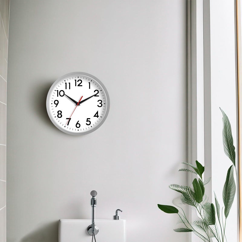 Daxsmy Wall Clock  Modern Wall Clocks Battery Operated  10 Inch Simpel Silent Non-Ticking Clock Decorative For Kitchen  Office  Outdoor  Bedroom  Living Room  School  Classroom(Silver) - Image 4
