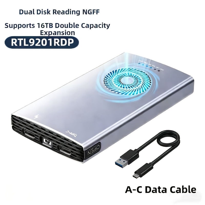 M 2 Solid State Mobile Hard Disk Box 4 Offline Clone Dual NVMe Ngff20g Array Hard Disk Box 3.2 Storage - Image 1