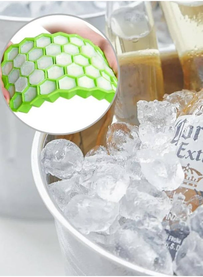 Honeycomb Reusable Ice Molds Cubes Tray Bundle 3 Pack Silicone Small Ice Cube Tray with Cover Honeycomb Ice Ball Mold For Ice Making  - Image 2