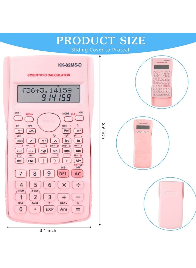 SYOSI 2 Pcs Scientific Calculators, Engineering Scientific Calculator with 240 Functions, Scientific Calculator with Digital LCD Display for Students, Teachers and Business Use (Pink, Blue) - Image 2