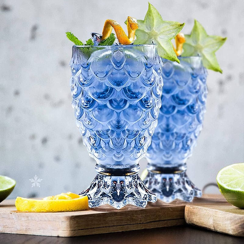 KELVEE Pineapple Cocktail Glasses Set of 6 240ml Vintage Mixed Juice Drinking Tumbler Cup Classic Cocktail Glasses for Water Mocktail Milk Pineapple - Image 3