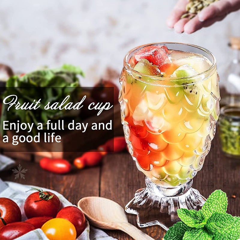KELVEE Pineapple Cocktail Glasses Set of 6 240ml Vintage Mixed Juice Drinking Tumbler Cup Classic Cocktail Glasses for Water Mocktail Milk Pineapple - Image 2