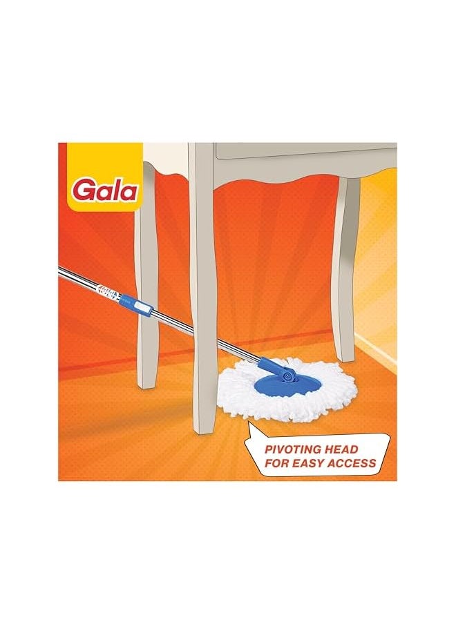 Gala Gala Plastic Quick Spin Mop,Easy Wheels & Big Bucket With 2 Microfiber Refills, Floor Cleaning Mop With Bucket, Pocha For Floor Cleaning, Mopping Set(White And Blue)  - Image 4