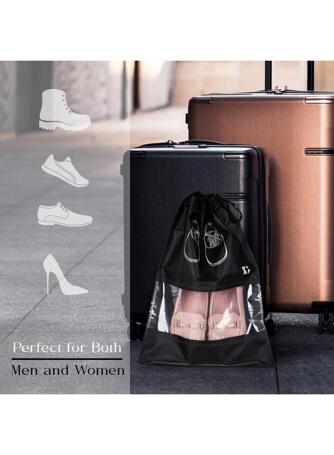 Kuber Industries Pack of 6 Shoe Bags for Travel | Non-Woven Storage Organizers Set | Cover With Transparent Window | Dori Cover | Navy Blue & Black - Image 5