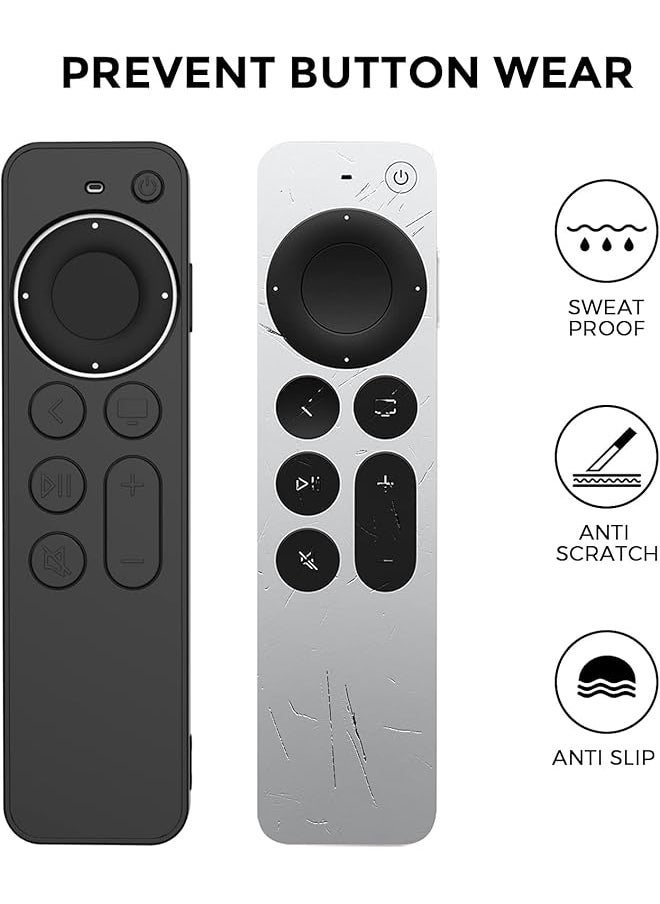 Protective Case For Tv Siri Remote 2021 Non Slip Shock Resistant Durable Silicone Case For Tv 4K Gen 2 2021 Remote Silicone Remote Control Case With Lanyard Black