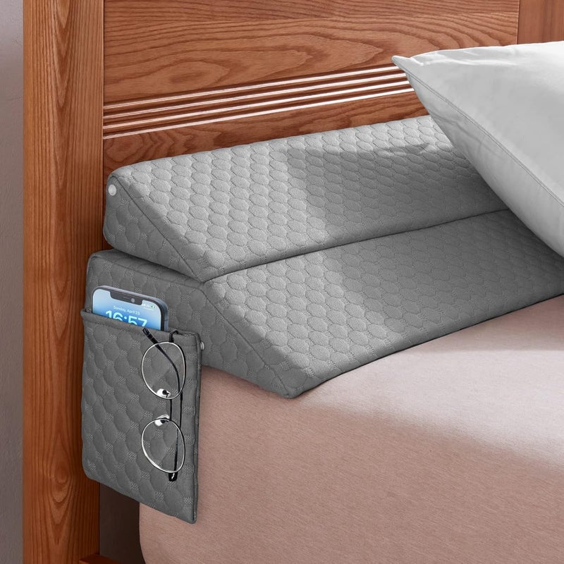 EUHAMS Queen Size Bed Wedge Pillow Bed Gap Filler Mattress Wedge Headboard Pillow Close The Gap 07 Between Your Headboard and Mattress or Wall for Sleeping Backrest Pillow 60x10x6 Gray