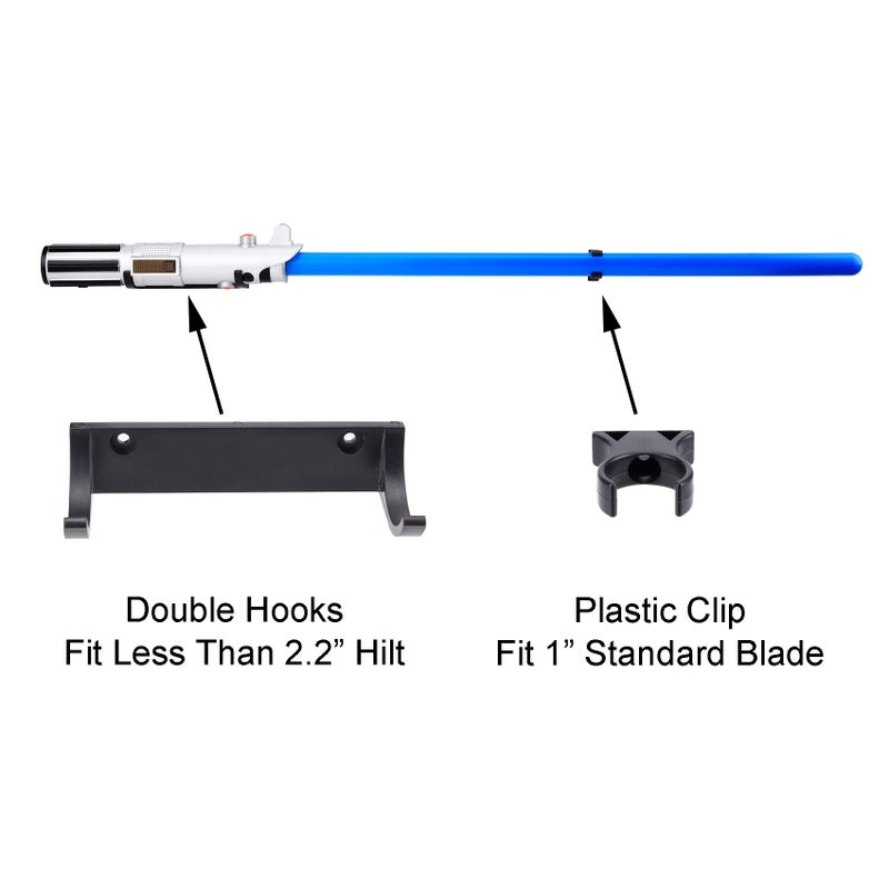 Lekusha Horizontal Lightsaber Wall Mount Holder Light Saber Display Rack Hook Stand  Compatible For Any Lightsaber  Black Pack Of 4 - Image 3