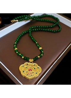 نيبمينينت Contrast Color Geometric Lucky Bag Necklace New Chinese Retro Design Clavicle Chain Style Fashion 
