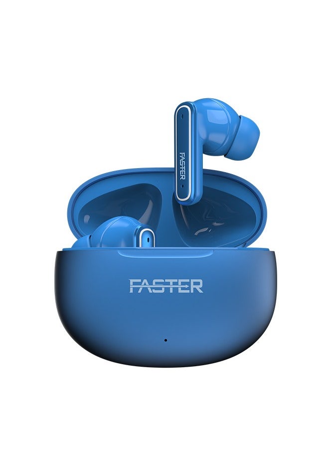 Faster QuestX Wireless Earbuds with Noise Cancellation (ANC+ENC) - 36 Hours Playtime with Bluetooth 5.3 - IPX4 Water Resistant - Gaming Bluetooth Earphones with Ultra-Low Latency - Deep Bass, Touch Control - For Exercise, Gym - Compatible with iPhone & Android (Blue) 