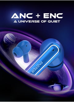 Faster QuestX Wireless Earbuds with Noise Cancellation (ANC+ENC) - 6 Hours Playtime with Bluetooth 5.3 - IPX4 Water Resistant - Gaming Bluetooth Earphones with Ultra-Low Latency - Deep Bass, Touch Control - For Exercise, Gym - Compatible with iPhone & Android (Blue)  - Image 2