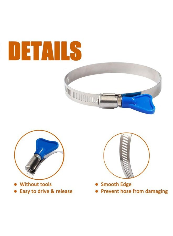 ISPINNER 2pcs 3 Inch Key-Type 304 Stainless Steel Worm Gear Hose Clamps, Adjustable Size Range 60-80mm Clamps for Dryer Vent, Dust Collector and Automotive - Image 4