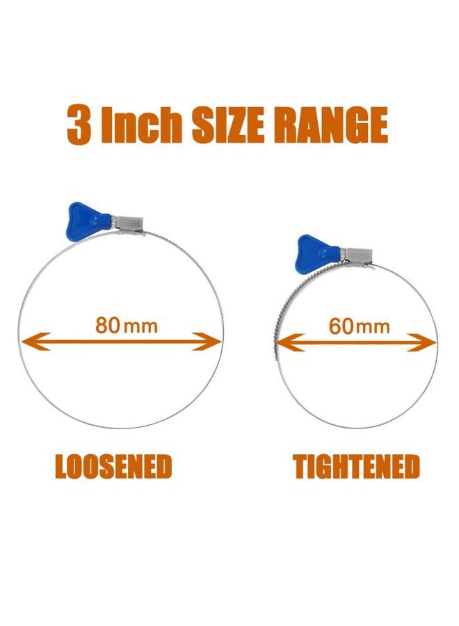 ISPINNER 2pcs 3 Inch Key-Type 304 Stainless Steel Worm Gear Hose Clamps, Adjustable Size Range 60-80mm Clamps for Dryer Vent, Dust Collector and Automotive - Image 5