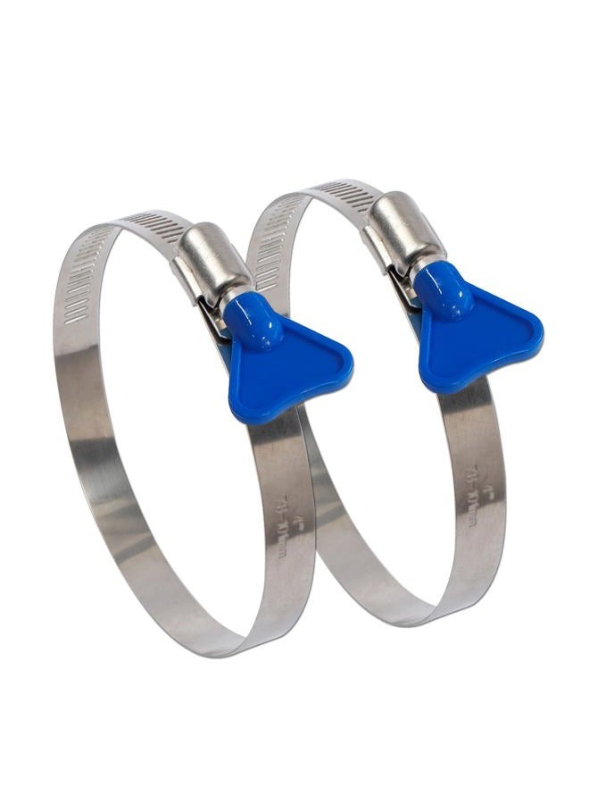 ISPINNER 2pcs 3 Inch Key-Type 304 Stainless Steel Worm Gear Hose Clamps, Adjustable Size Range 60-80mm Clamps for Dryer Vent, Dust Collector and Automotive - Image 2