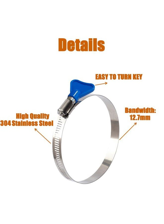 ISPINNER 2pcs 3 Inch Key-Type 304 Stainless Steel Worm Gear Hose Clamps, Adjustable Size Range 60-80mm Clamps for Dryer Vent, Dust Collector and Automotive - Image 3