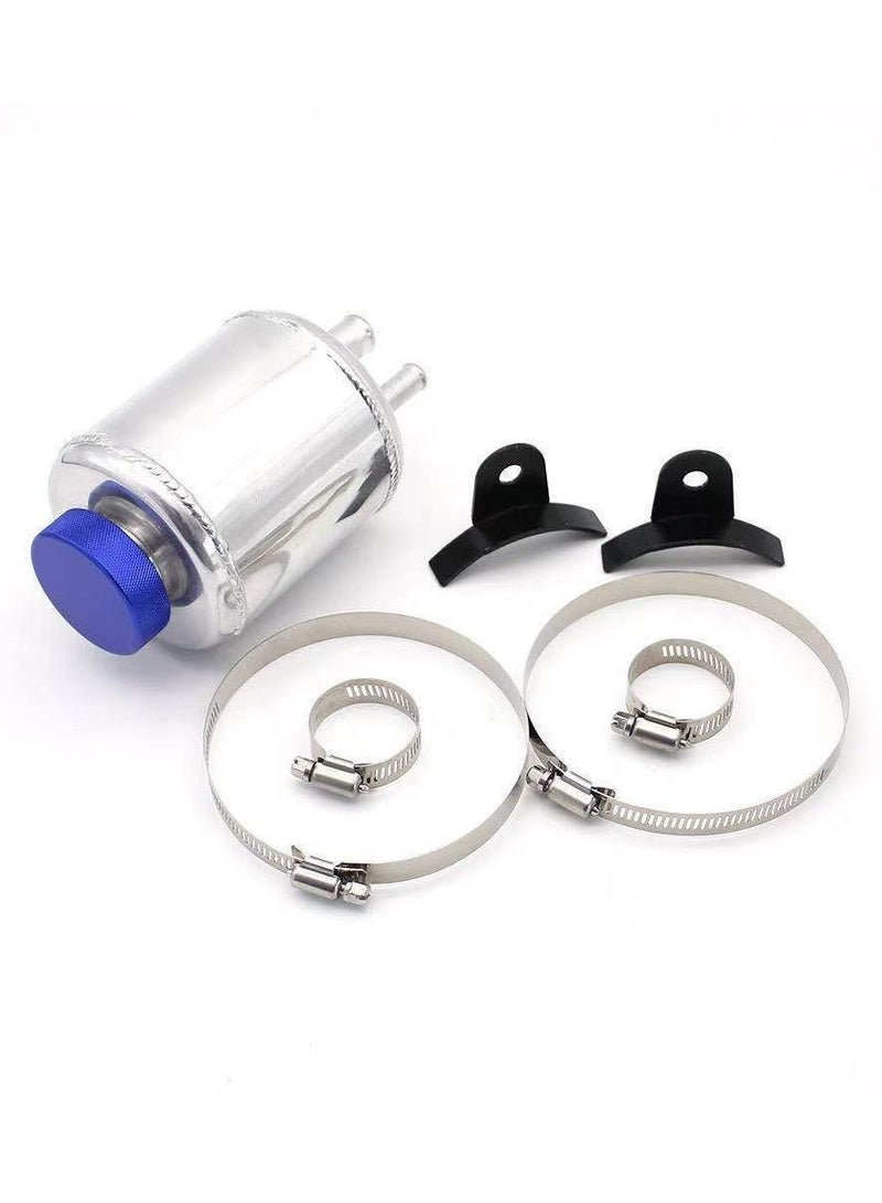 general Universal Aluminum Fuel Cell Surge Tank Power Steering Tank Oil Catch Can Tank Power Steering Fluid Reservoir Tank With Clamps Kit - Image 3