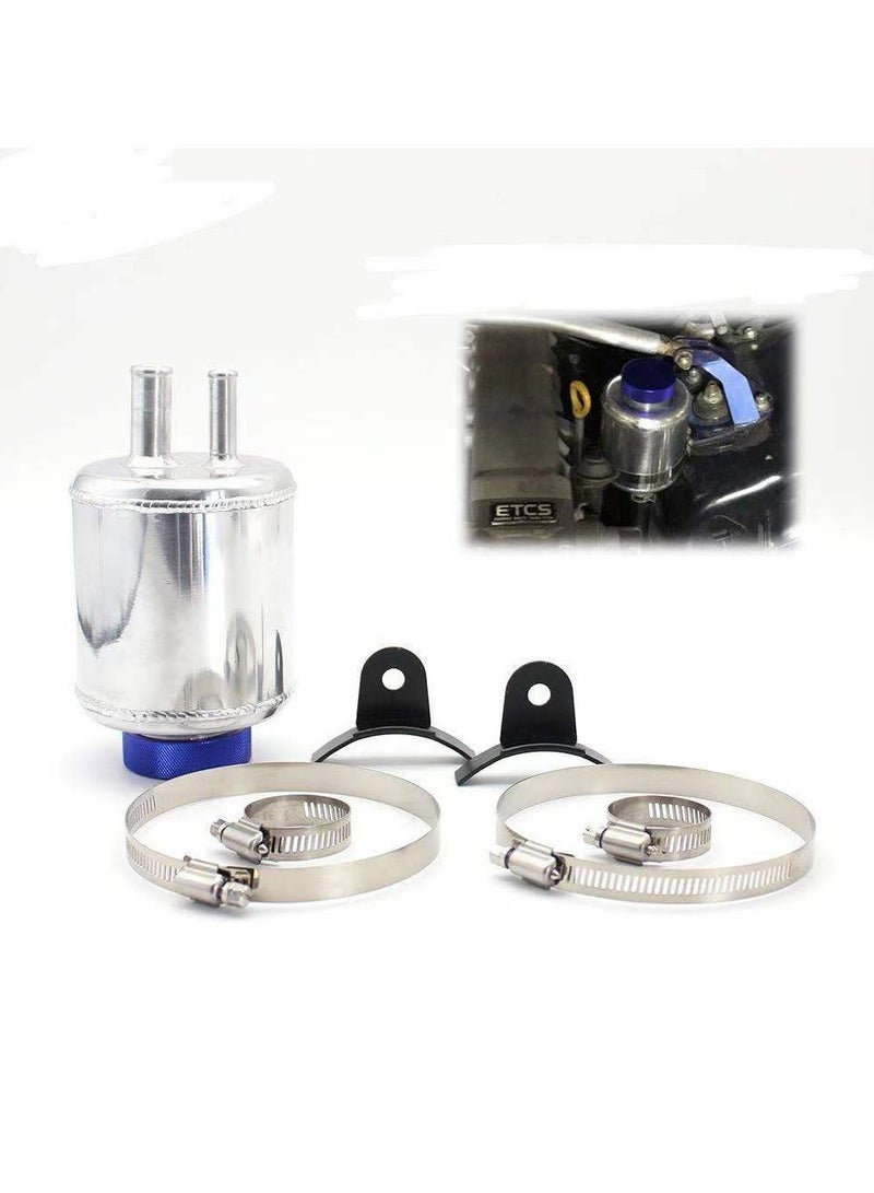 general Universal Aluminum Fuel Cell Surge Tank Power Steering Tank Oil Catch Can Tank Power Steering Fluid Reservoir Tank With Clamps Kit - Image 1