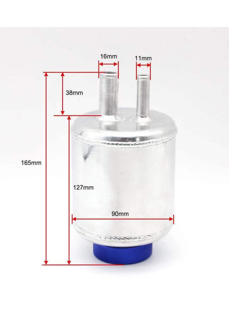 general Universal Aluminum Fuel Cell Surge Tank Power Steering Tank Oil Catch Can Tank Power Steering Fluid Reservoir Tank With Clamps Kit - Image 2