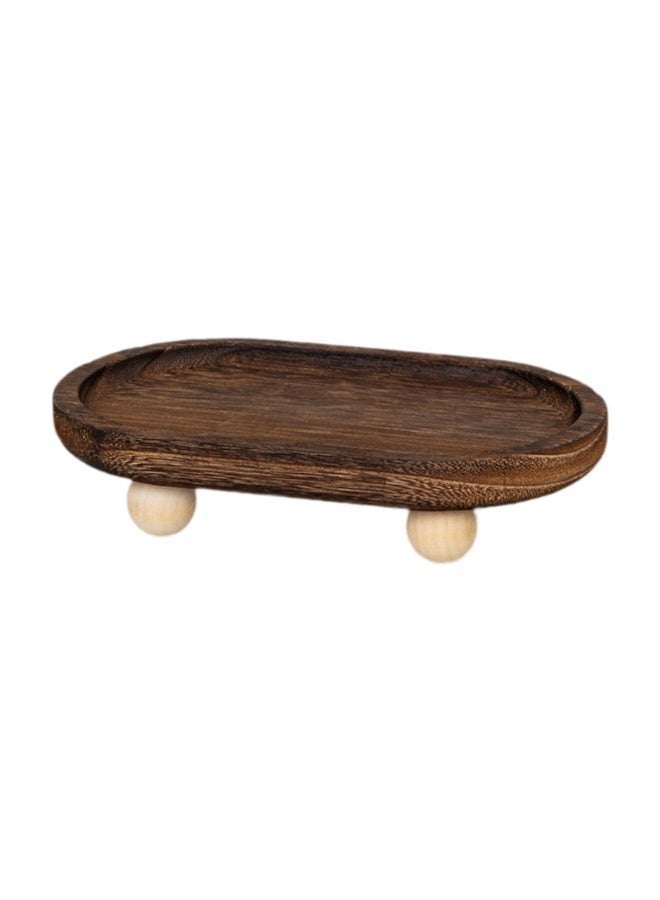 SILADEFU Retro Wooden Jewelry Tray, Decorative Tray for Home Decor, Display Tray for Perfumes, Candles, Jewelry, Watch, Small Treasures, Coffee, Food - Image 1