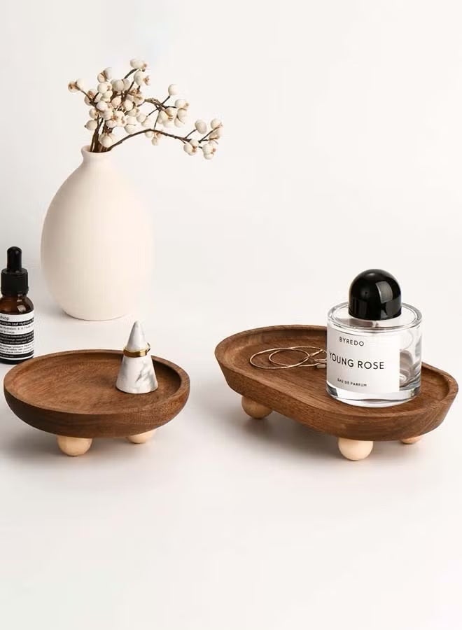 SILADEFU Retro Wooden Jewelry Tray, Decorative Tray for Home Decor, Display Tray for Perfumes, Candles, Jewelry, Watch, Small Treasures, Coffee, Food - Image 5
