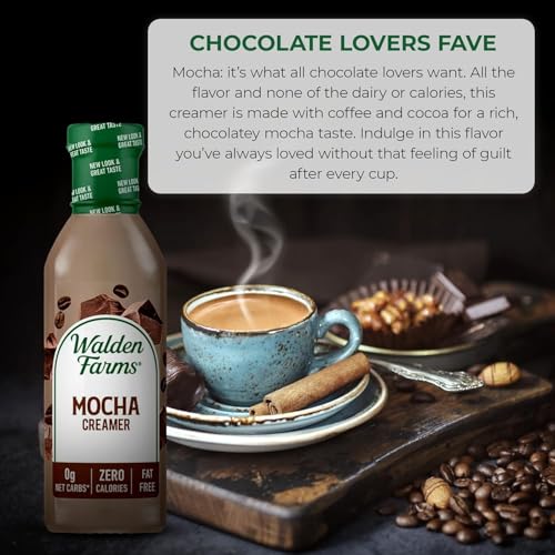 Walden Farms Mocha Coffee Creamer – Zero Calorie, Sugar Free, Keto & Fat Free Non-Dairy Creamer for Coffee & Espresso – 6-Pack, 12 oz Bottles - Image 3