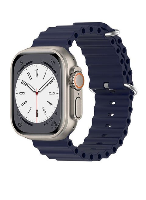 Silicone Hole Wavy Strap Compatible with Apple watch series 8 /7/6/5/4/3/2/1 Ultra Sizes 42/44/45/49 Midnight Blue