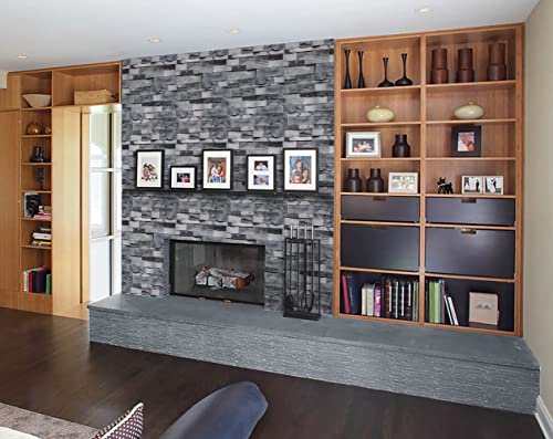 Timeet Grey Brick Wallpaper Peel and Stick Wallpaper Vintage Brick Wallpaper 17.7”X 393.7” Self-Adhesive Removable Wallpaper for Kitchen Bedroom Living Room Decoration - Image 3