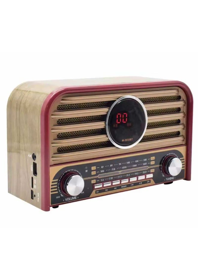 ماير راديو بنمط خشبي كلاسيكي قابل للشحن مزود بشاشة  AM / SW / FM ومنفذ USB / Tf Card / Bluetooth/مدخل AUX - Image 3
