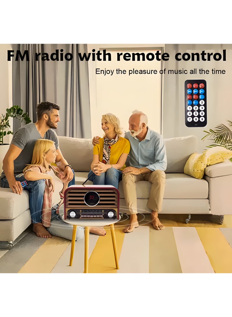 ماير راديو بنمط خشبي كلاسيكي قابل للشحن مزود بشاشة  AM / SW / FM ومنفذ USB / Tf Card / Bluetooth/مدخل AUX - Image 4