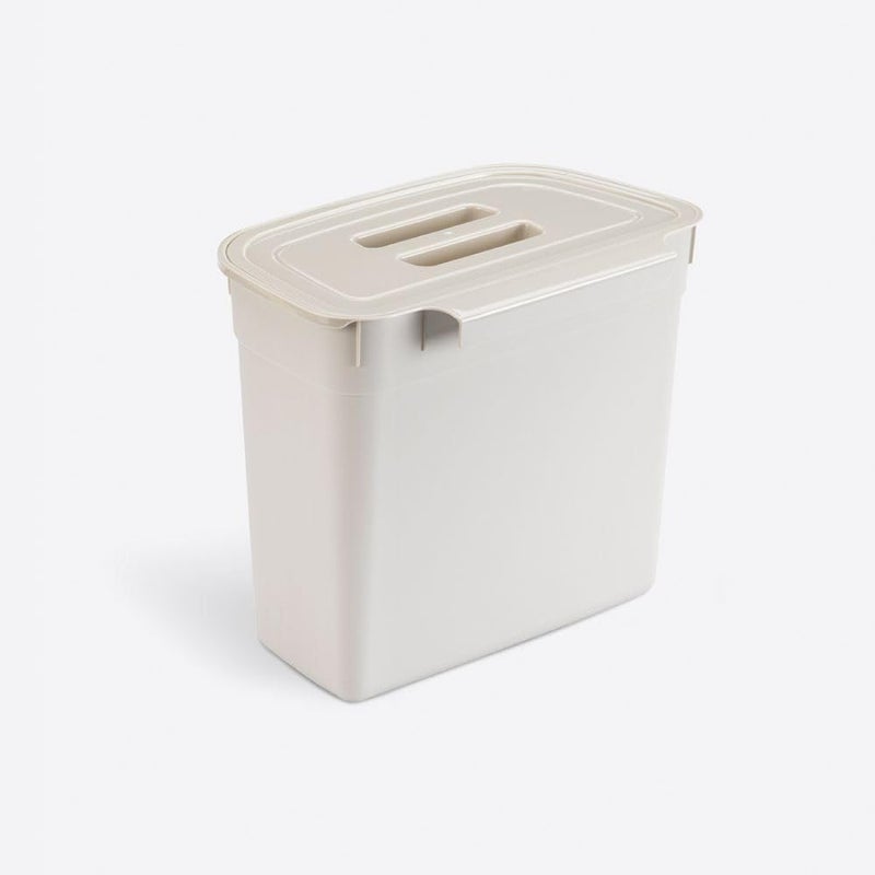 Hanging Kitchen Dustbin Bucket with Lid, 7 Liter Capacity, Space-Saving Waste Bin for Cabinet Doors, Compact Garbage Container,27.8 x 17.8 x 23.3 cm. Beige - Image 3
