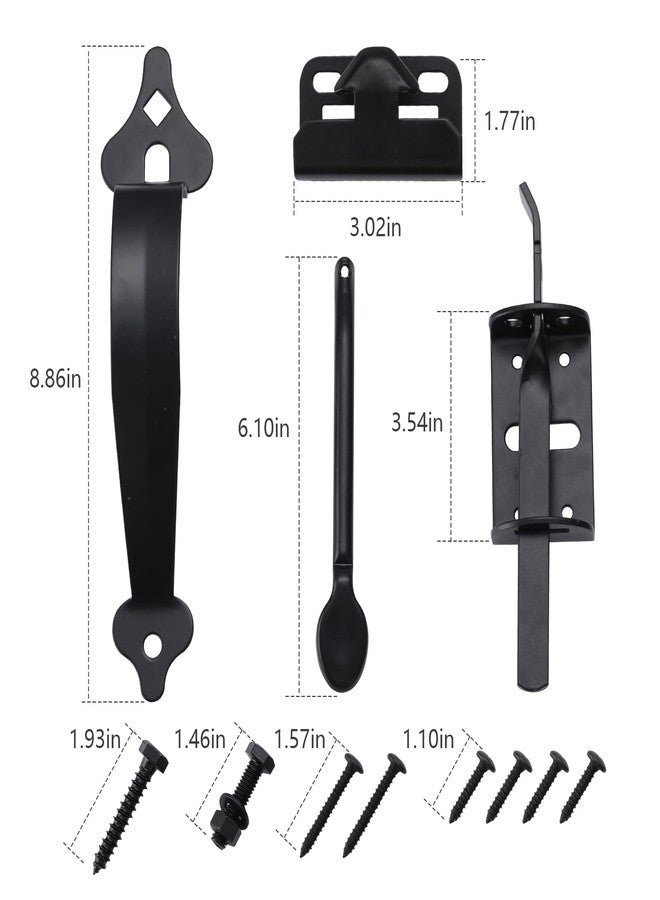 Wellmade قفل باب ثقيل من ويل ميد مع مقبض 9 بوصات، قفل ذاتي، أدوات قفل بوابة من الصلب للبوابات الخارجية الخشبية/الفينيل، أسود مع براغي - Image 4
