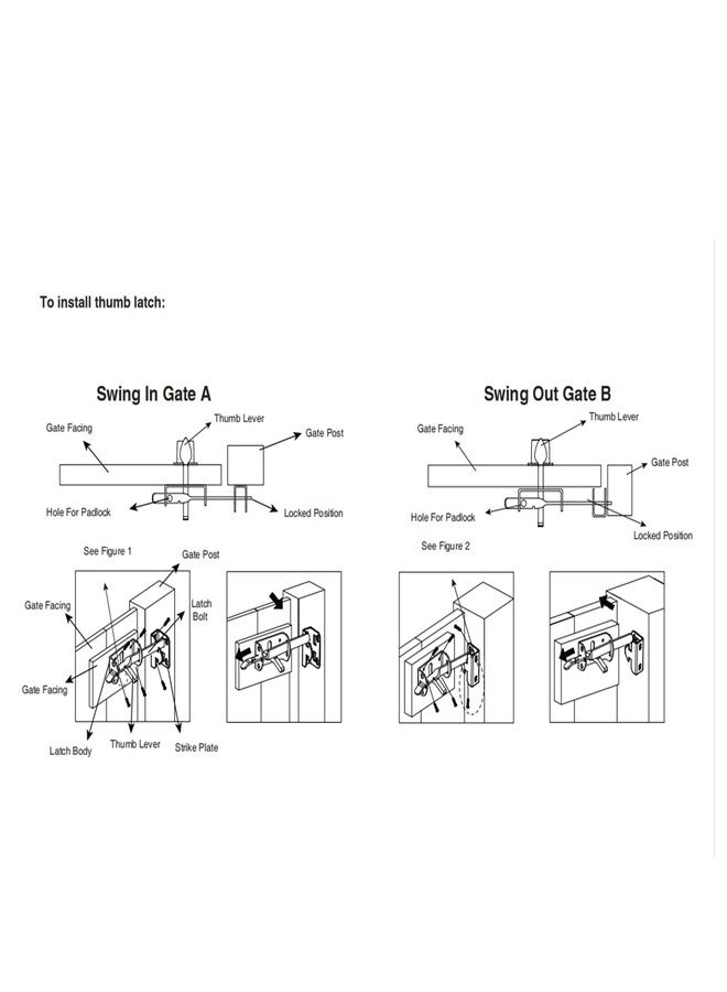 Wellmade قفل باب ثقيل من ويل ميد مع مقبض 9 بوصات، قفل ذاتي، أدوات قفل بوابة من الصلب للبوابات الخارجية الخشبية/الفينيل، أسود مع براغي - Image 5