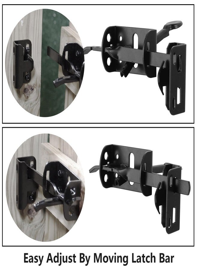 Wellmade قفل باب ثقيل من ويل ميد مع مقبض 9 بوصات، قفل ذاتي، أدوات قفل بوابة من الصلب للبوابات الخارجية الخشبية/الفينيل، أسود مع براغي - Image 3