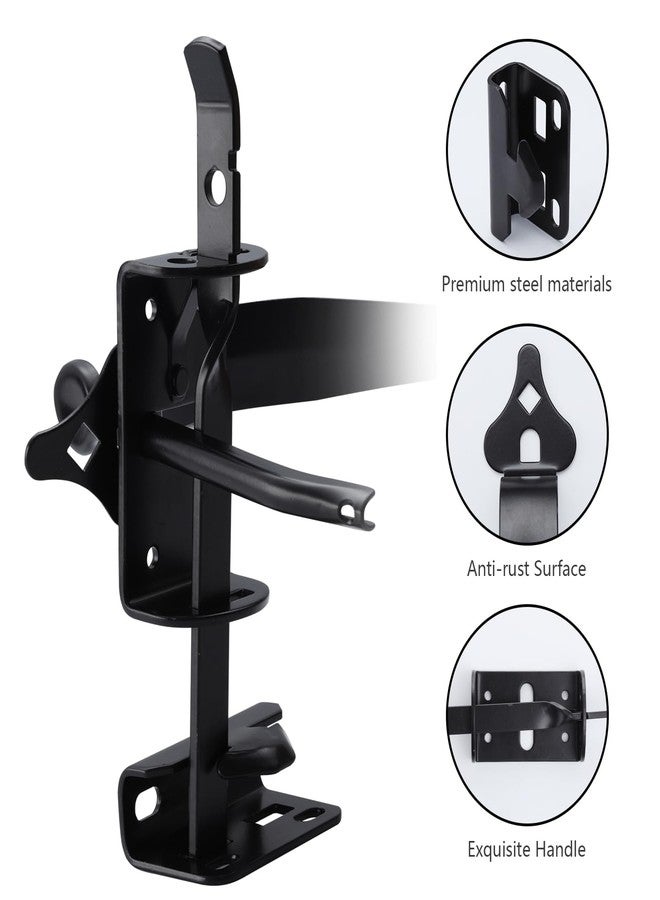 Wellmade قفل باب ثقيل من ويل ميد مع مقبض 9 بوصات، قفل ذاتي، أدوات قفل بوابة من الصلب للبوابات الخارجية الخشبية/الفينيل، أسود مع براغي - Image 2